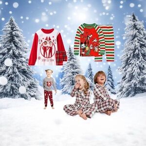 Christmas Pajama Bundle 4 Sets Kids Size S 5/6/7 Disney Elf Plaid Holiday PJs